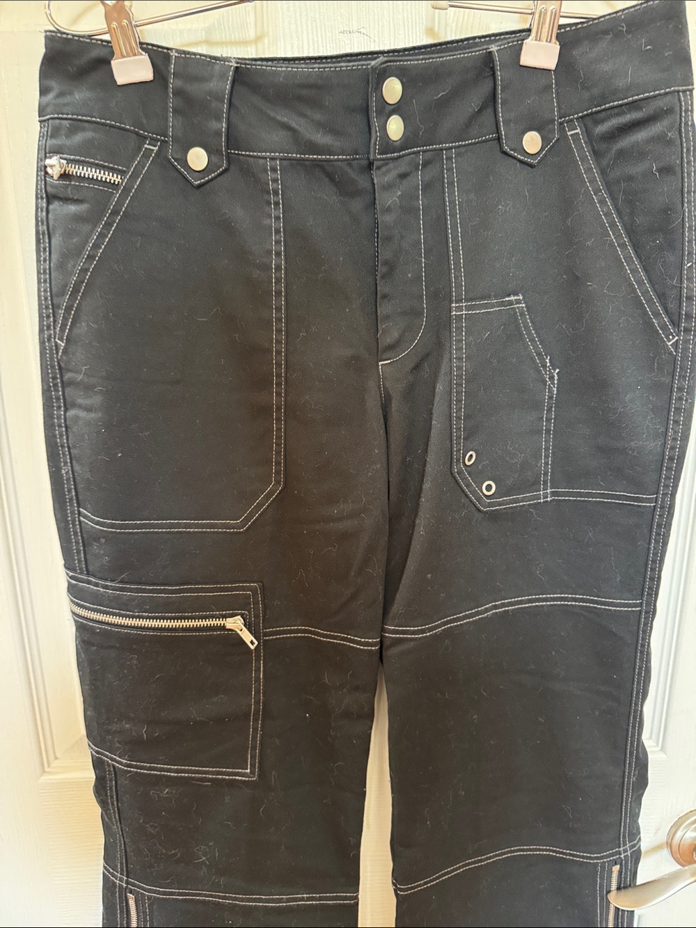BDG Black Wide-Leg Jeans with White Contrast Stitching